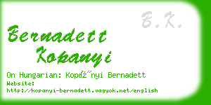 bernadett kopanyi business card